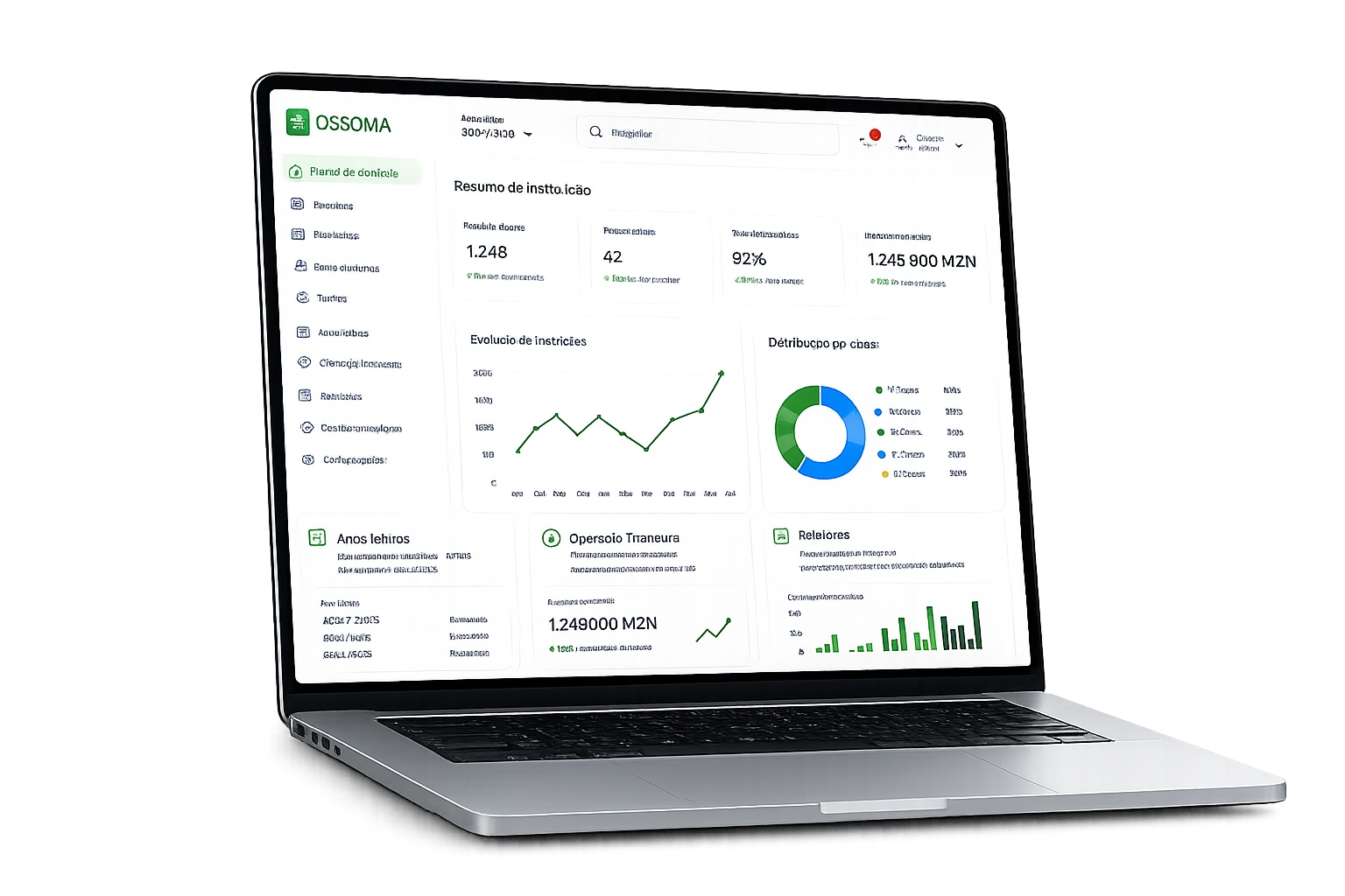 Dashboard OSSOMA num computador portátil